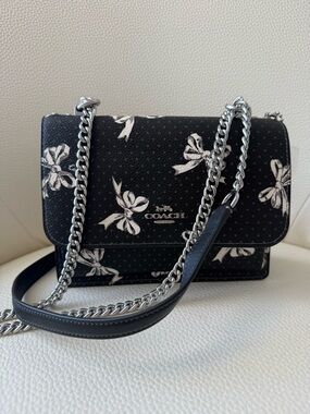 Coach Mini Klare Black Bow Print Chain Crossbody Bag - NWOT